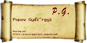 Popov Györgyi névjegykártya